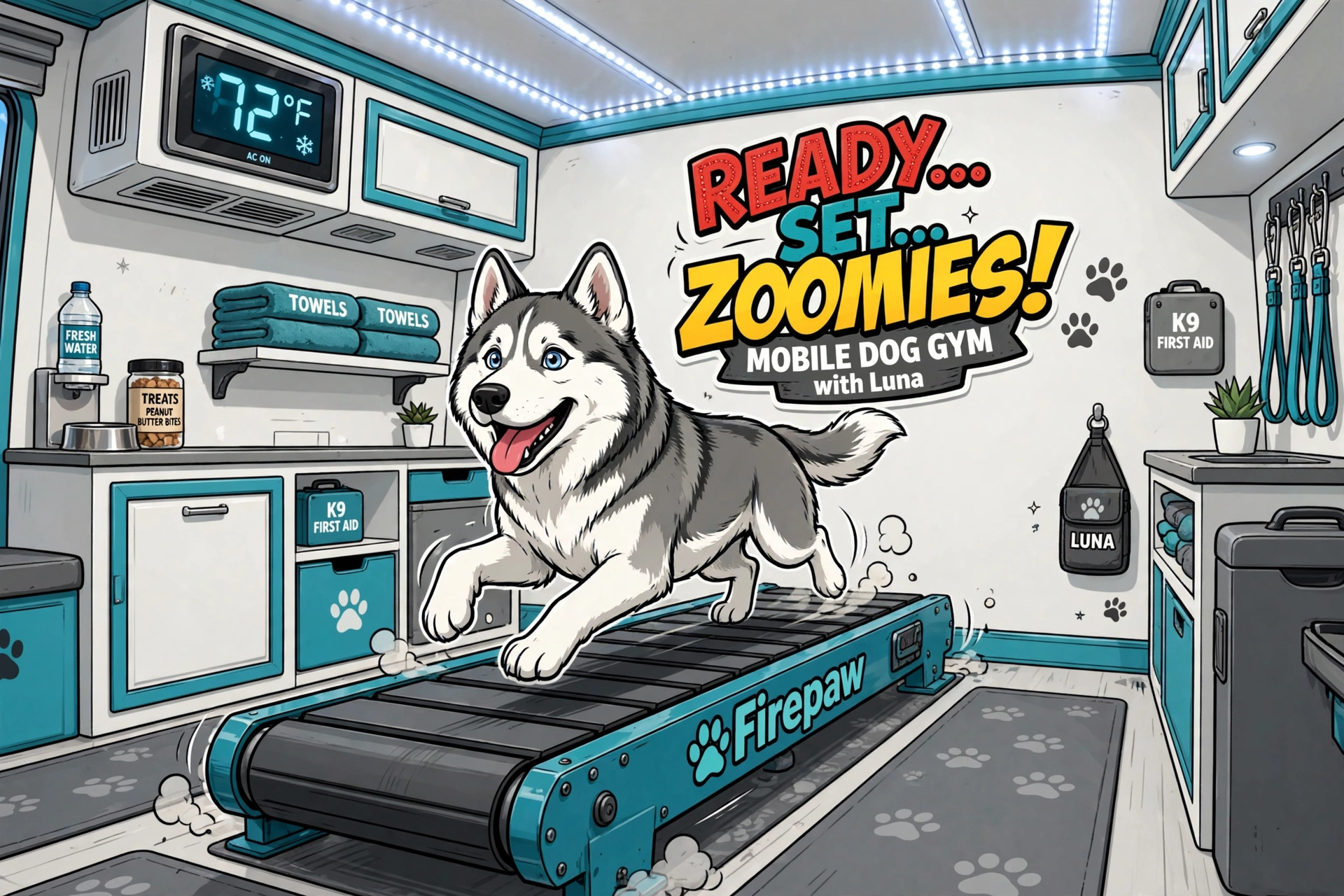 siberian_husky_slantmill_interior treadmill